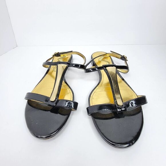 Nina Formal 1/2 inch heel Sandal Gold Black Size 6.5 - Picture 8 of 9